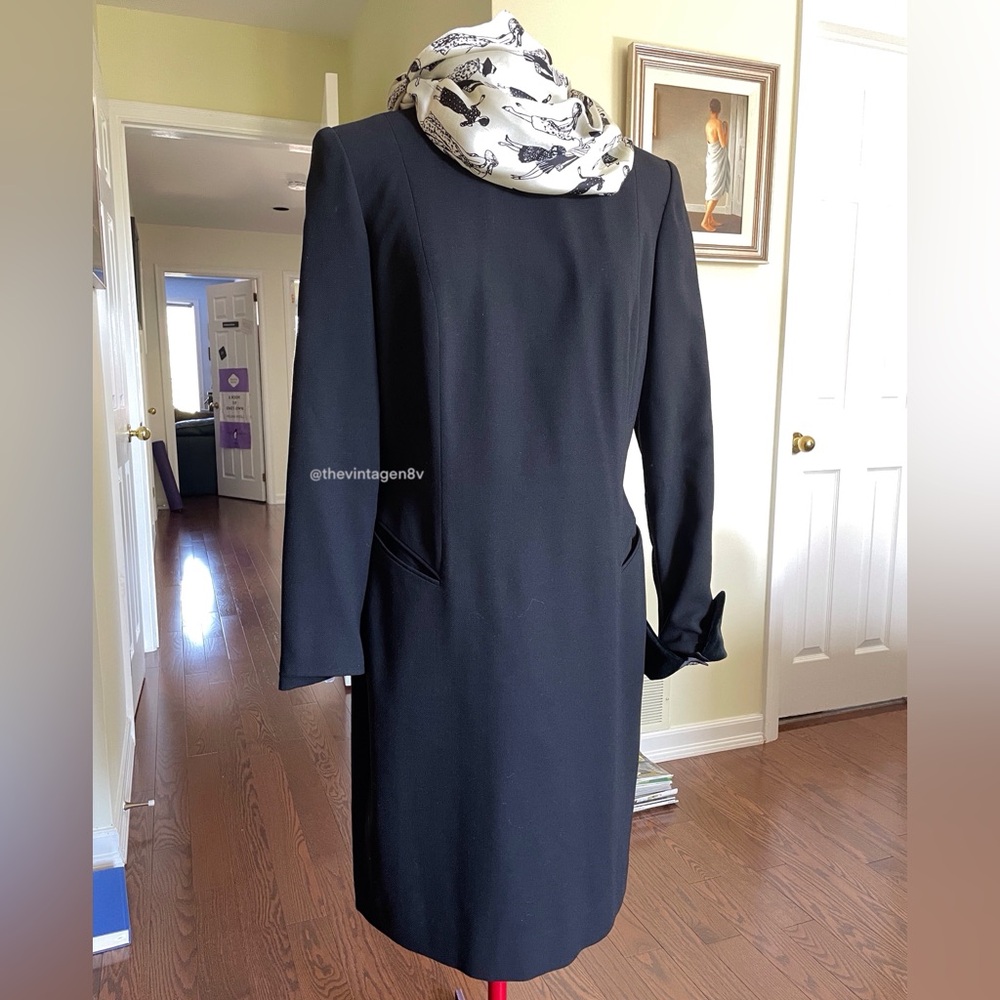 Black Holt Renfrew dress with detachable velvet sleeves
